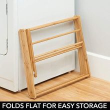 mDesign Tall Vertical Bamboo Foldable Laundry Drying Rack