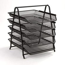 5-Trays Mesh Desk Organizer, Desktop File Holder, Office Supplies Letter Tray