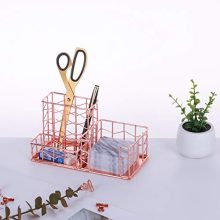 Nugorise Rose Gold Sticky Note Plus Pen Holder Metal Desk Organizer Accessories