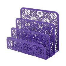 Crystallove Set of 3 Purple Metal Mesh Desktop Supplies Organizer