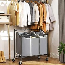 SONGMICS 3-Bag Laundry Cart Sorter, Rolling Laundry Basket Hamper