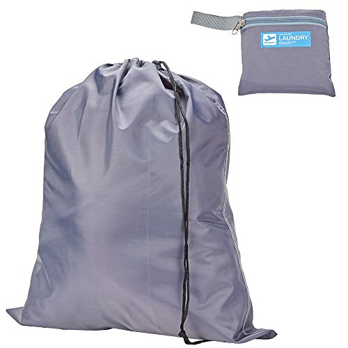 HOMEST Travel Nylon Laundry Bag Washable with Drawsting, Foldable Small Size