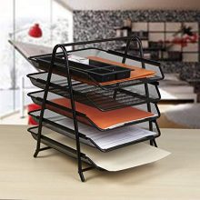 5-Trays Mesh Desk Organizer, Desktop File Holder, Office Supplies Letter Tray