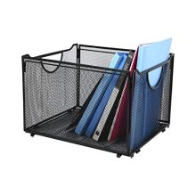 CLATINA Office Metal Mesh File Organizer with Handle Letter Storage Crate