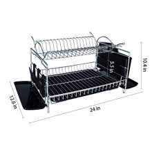 Dish Drying Rack, MNOPQ Non Rusting 2 Tier Large Capacity Dish Drainer Rack