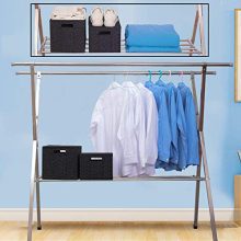 RELIANCER Heavy Duty Large Stainless Steel Clothes Drying Rack Foldable Space