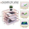 Hosaken Paper Tray, 4 Tier Stackable Letter Tray, Decorative Desk File Organizer