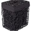 BIRDROCK HOME Decorative Willow Laundry Hamper with Liner - Woven Wooden Laundry Basket - Wicker Reed Frame and Lid - Removable Liner - Dirty Clothes Storage - Black