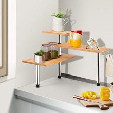 HYNAWIN 3 Tier Corner Shelf Bamboo & Metal Storage Spice Rack-Desk Bookshelf