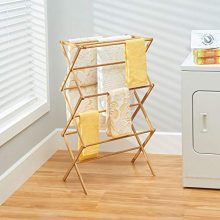 mDesign Tall Vertical Bamboo Foldable Laundry Drying Rack