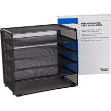 Desk Organizer Tray - Letter Tray in Black Metal Mesh for Organizing Files