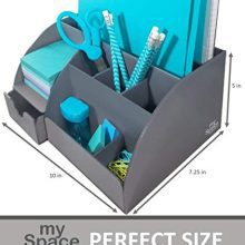 Acrylic Office Desk Organizer with Drawer, 9 Compartments, All in One Office