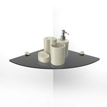 WALI Corner Floating Wall Mounted Shelf with Black Strengthened Tempered
