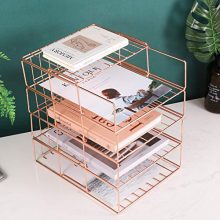 Hosaken Paper Tray, 4 Tier Stackable File Tray, Decorative Desk File Organizer Rack