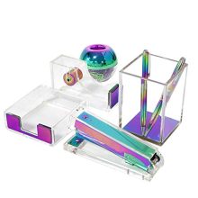 Clear Acrylic Rainbow Desktop Supplies Office Stationery Set Tape Dispenser