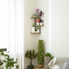 Love-KANKEI Corner Shelf Wall Mount of 3 Tier Rustic Wood Floating Shelves