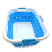 SAMMART Set of 2 Collapsible 3 Handled Plastic Laundry Basket