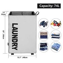 DOKEHOM X-Large Laundry Basket with Leather Handle and Wheel