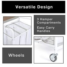 Smart Design Complete Rolling 3 Compartment Laundry Center Hamper