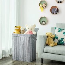 SONGMICS 100L Bamboo Laundry Hamper – Foldable, Flip-Top Basket with Removable Liner for Easy, Stylish Storage
