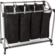 Honey-Can-Do Quad Laundry Sorter with Mesh Bags, Steel/Black