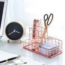 Nugorise Rose Gold Sticky Note Plus Pen Holder Metal Desk Organizer Accessories