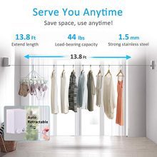 Hisome Retractable Clothesline, Adjustable Clothing Rope Indoor Outdoor