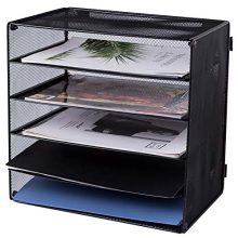 EASEPRES 5 Slot Desk Organizer Tray, Mesh File Paper Letter Tray Desktop Paper