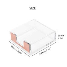 Clear Acrylic Rose Gold Self Stick Memo Pad Holder 5mm Super Thick Notes Cards