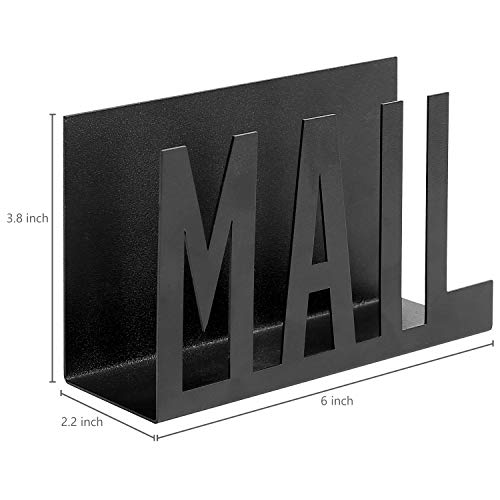 MyGift Black Metal Desktop Cutout Mail Letter Holder