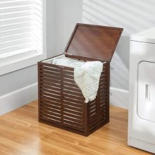 mDesign Bamboo Laundry Hamper Basket with Removable Fabric Liner