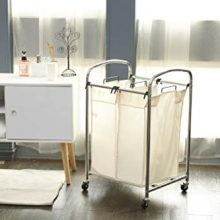 ikloo Home Heavy Duty 2-Bag Laundry Sorter with Washable and Removable Bags