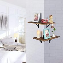 Olakee Corner Wall Shelves Rustic Wood Corner Floating Shelves