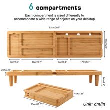 BambuMate Desk Storage Organizer Bamboo Desktop Shelf Display Rack