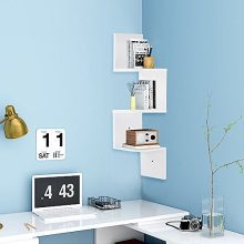 Yescom 3 Tiers Zig Zag Floating Wall Mount Corner Shelf Wooden Display Shelves