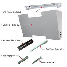 White Wall Mount Hanging File Holder Organizer 6 Pack Durable Steel Rack