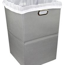 Premium Foldable Large Laundry Hamper with Laundry Bag - Durable Non-Woven Fabric, Anti-Mold Plastic Board, Extra-Large Size, Space-Saving & Compact Clothes Basket with Metal Handles (Gray)