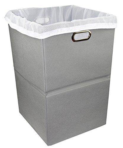 Premium Foldable Large Laundry Hamper with Laundry Bag - Durable Non-Woven Fabric, Anti-Mold Plastic Board, Extra-Large Size, Space-Saving & Compact Clothes Basket with Metal Handles (Gray)