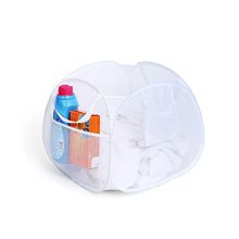 Smart Design Deluxe Mesh Pop Up Square Laundry Hamper w/ Side Pockets & Handles - Durable Fabric Collapsible Design - for Clothes & Laundry - Home - (Holds 2 Loads) (17 x 14 Inch) [White]