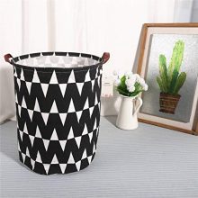 Extra Large Canvas Laundry Hamper Collapsible Storage Bin with Waves Design
