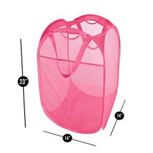 Smart Design Deluxe Mesh Pop Up Square Laundry Hamper w/ Side Pocket