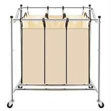 Whatyiu Laundry Sorter 3-Bag Heavy-Duty Rolling Divided Laundry Hamper Cart