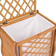 BIRDROCK HOME Wave Bamboo Laundry Hamper with Lid and Cloth Liner