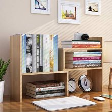 PENGKE Office Storage Rack Desktop Organizer,Home Decor Adjustable Wood