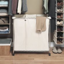 Whitmor 3 Section Rolling Supreme Laundry Sorter with Removable Canvas Bags
