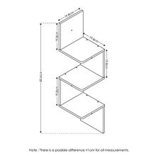 FURINNO Rossi 3-Tier Wall Mount Floating Corner Radial Shelf