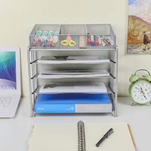 EasyPAG Mesh Office Desk Organizer 4-Tier File Holder with 3 Compartments