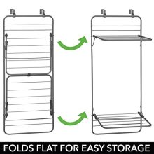 mDesign Over Door Foldable Laundry Drying Rack - Compact, Portable