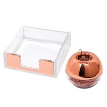 Buqoo Clear Sticky Memo Pad Holder 100 Rose Gold Magnetic Paper Clips Dispenser