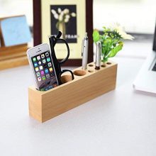 OHHOI Office Supplies Desktop Storage Box Stationery Solid Wood Pen Holders